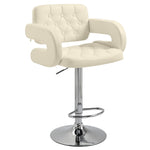 Adjustable Height Barstool Steel Pole Pu Leather | Beige