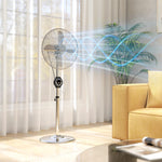 Metal Pedestal Fan With Oscillating, Adjustable Height, Remote
