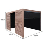Wood Effect Aluminium Pergola With Blinds & 2 Louvre Panels | 4m x 3m | Brown