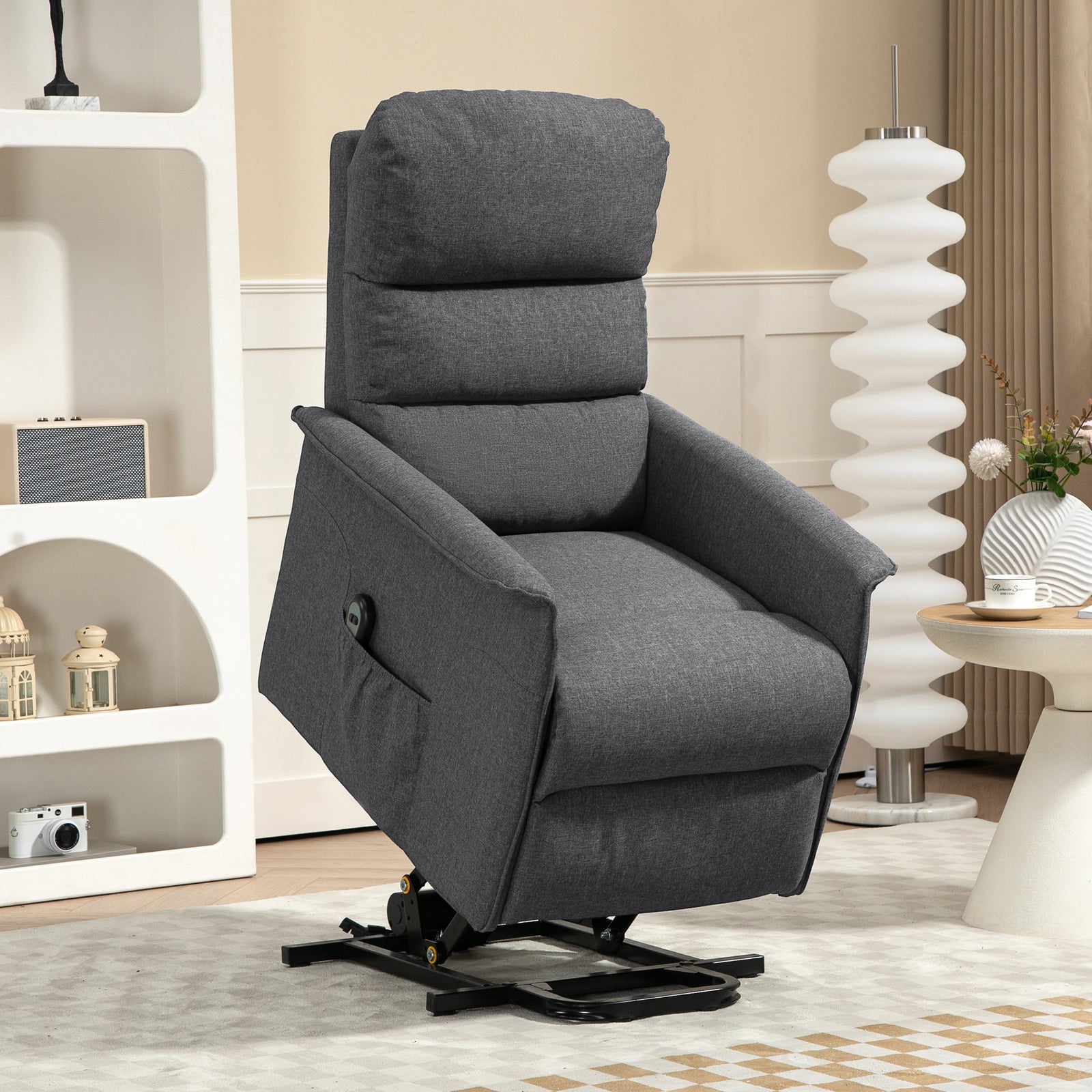Power Lift Recliner Electric Chair W/ Remote | Dark Grey