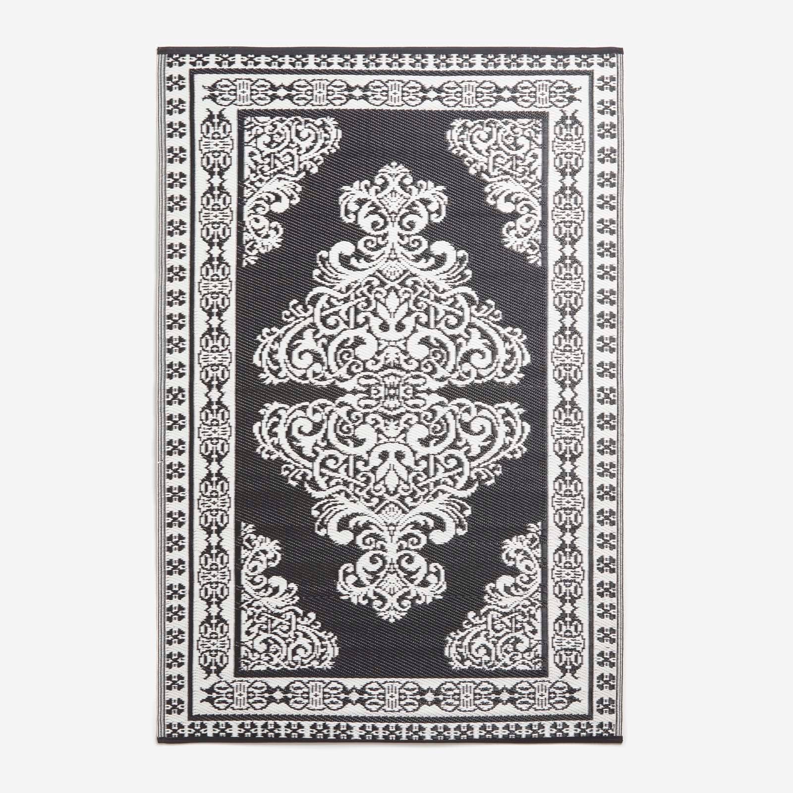 Luxury Outdoor Rug Waterproof Reversible For Garden Patio, Monochrome Motif