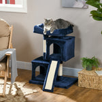 Cat Rest & Play Activity Tree W/ 2 House Perch Scratching Post | Blue