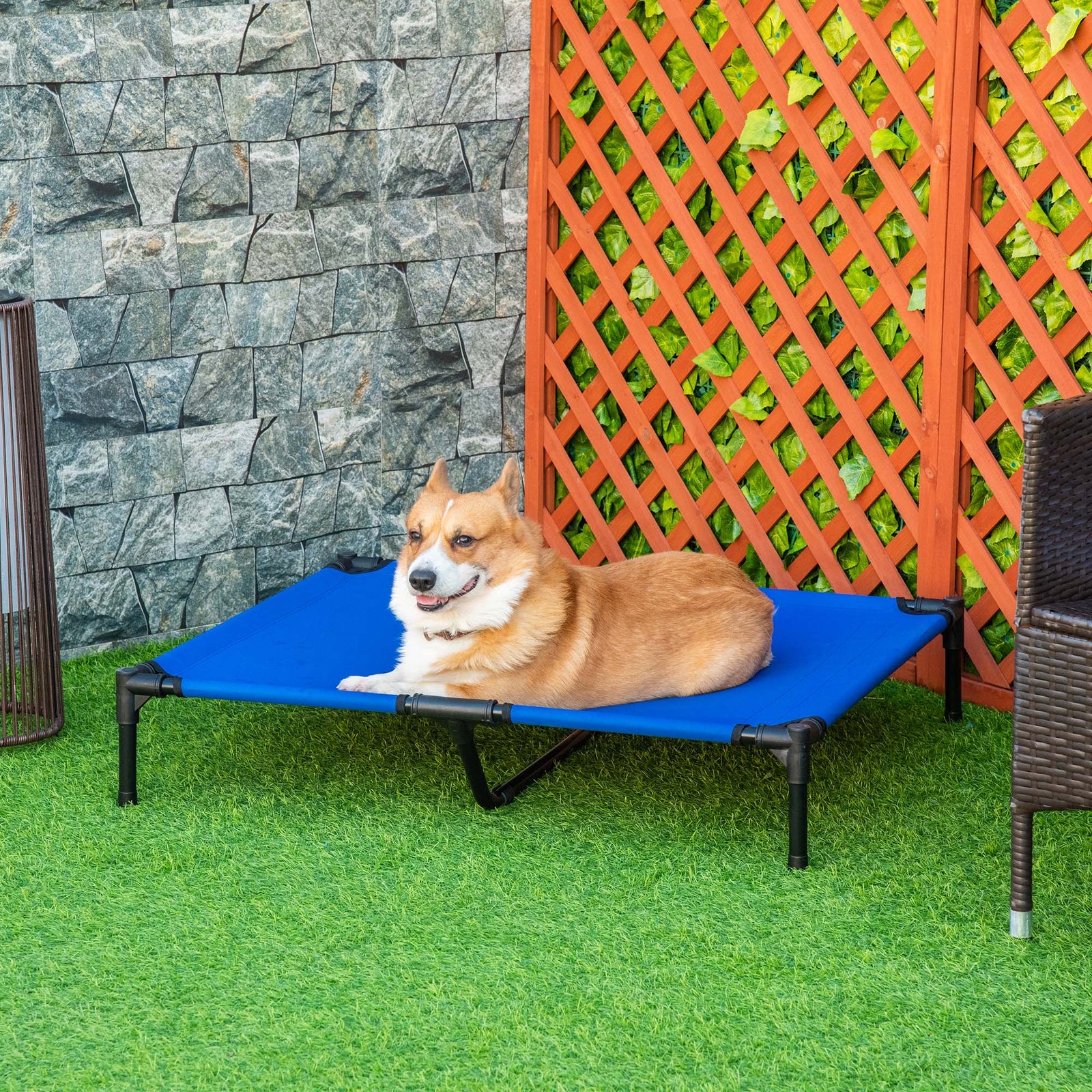 Pawhut Elevated Pet Bed With Metal Frame And Oxford Fabric With Dogs And Cats L