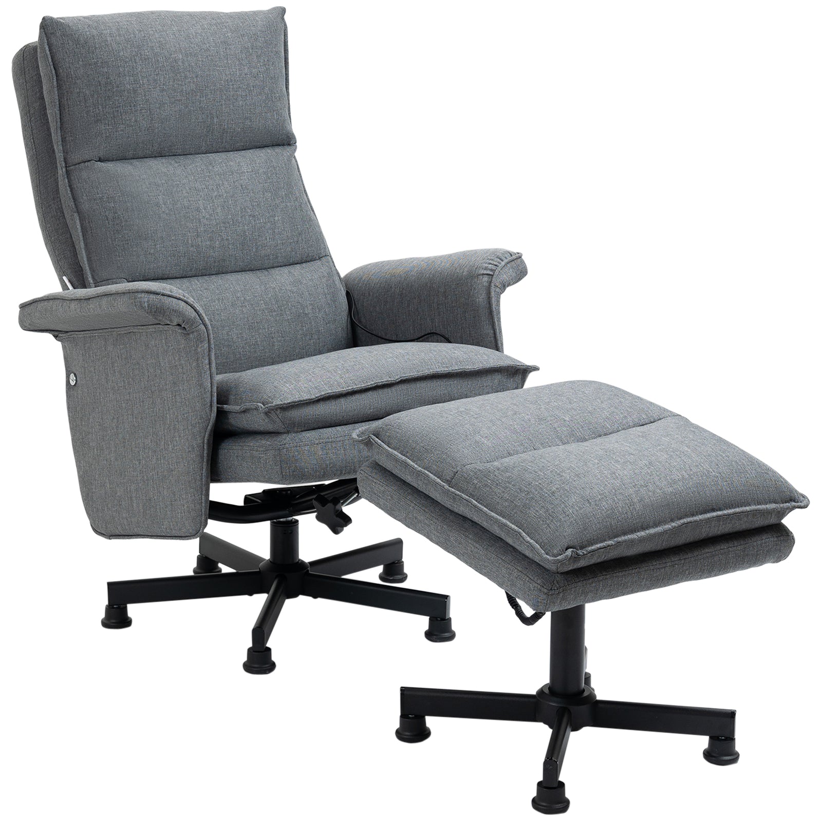 Swivel Recliner Chair W/footstool Massage Points Remote
