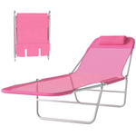 Adjustable Sun Bed Garden Lounger Recliner Relaxing Camping | Pink