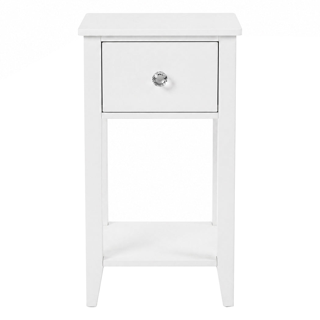 Levede Bedside Table Narrow Modern End Table Drawer & Shelf Bedroom White
