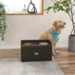 Stainless Steel Raised Dog Bowl W/ 21l Storage Drawer, For Large Dogs | Brown