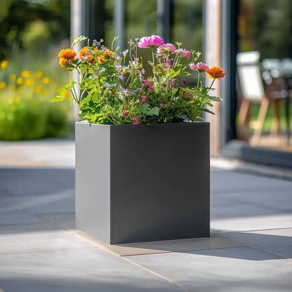 Zinc Galvanised Square Planter | 40cm x 40cm x 40cm | Grey