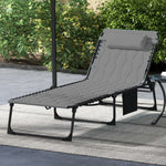Foldable Sun Lounger W/ Reclining Back | Set-of-1 | Gray