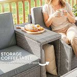 5 Piece Rattan Garden Furniture Set W/ Storage Table | Dark Grey
