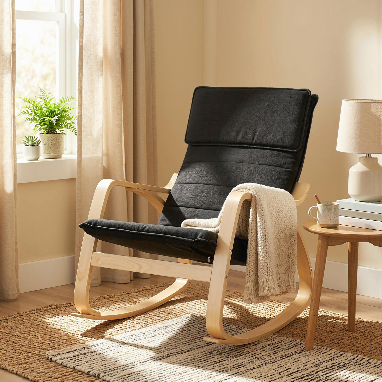 HOMCOM Comfortable Relax Rocking Chair With High Back, Black