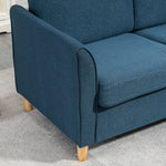 Double Seat Sofa Linen Upholstery Loveseat Couch Armrests | One Size | Blue