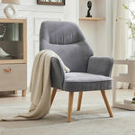 Upholstered Armchair With Solid Wood Legs, Soft Cushioned Seat | Grey