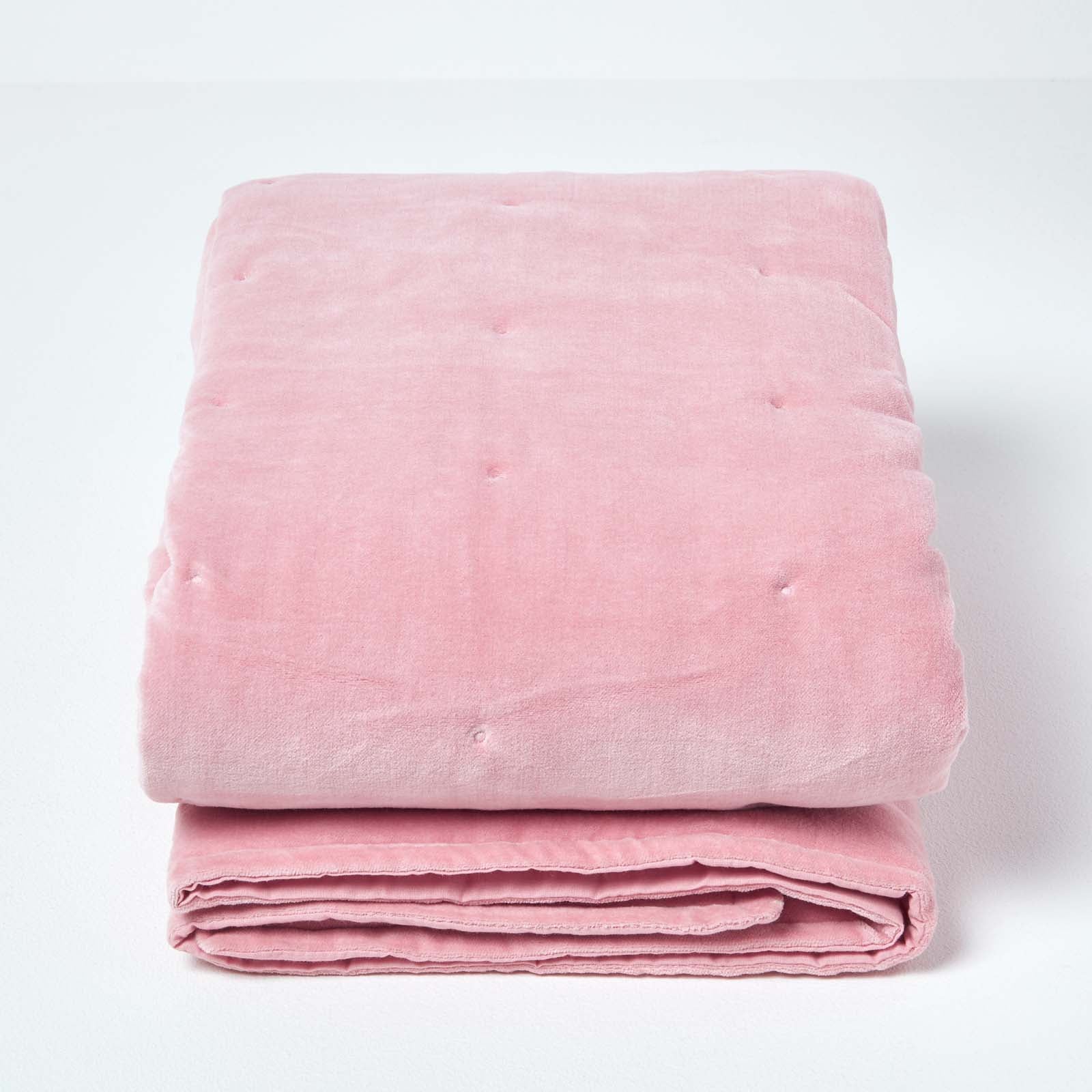 Velvet Cotton Quilted Throw | 125cm x 150cm | Pink