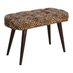 Solid Wood Leopard Print Deep Button Bench