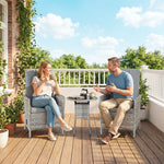 Rattan Bistro Set, Reclining Garden Chairs And Table | Light Grey