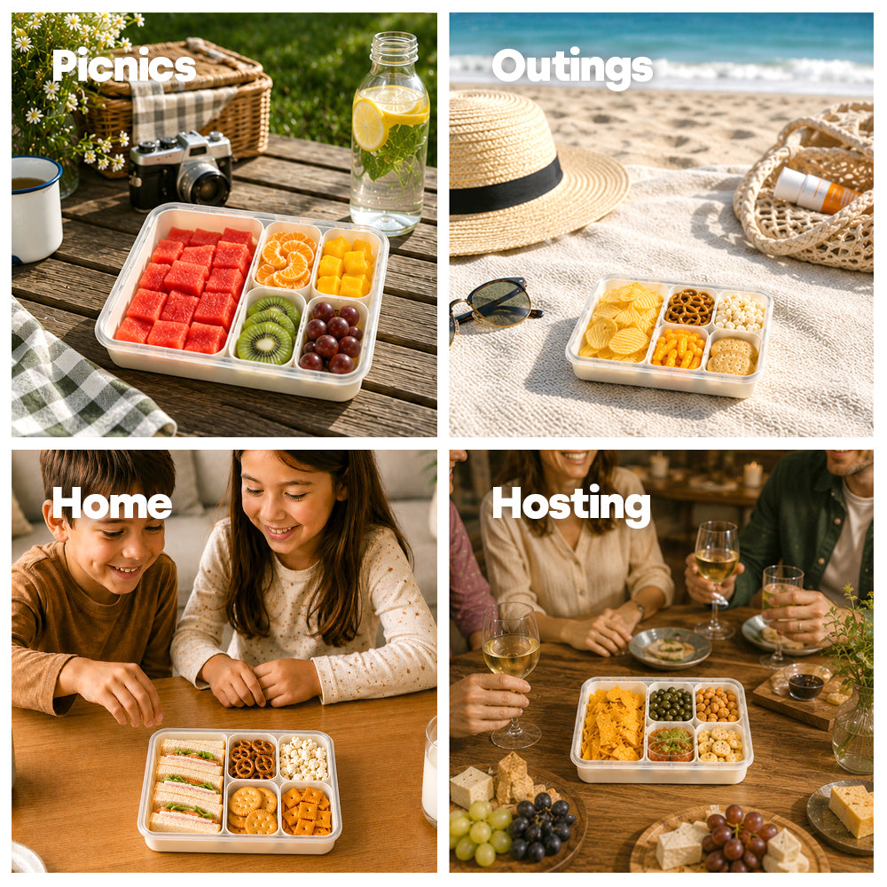 Livivo 2 Pack Snack Organiser Boxes With 5 Removable Trays