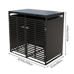 Double Wheelie Bin Storage Shed –ventilated Trash Bin Galvanized Steel Rubbish Bin Store For With Lockable Door & Lift-up Lids