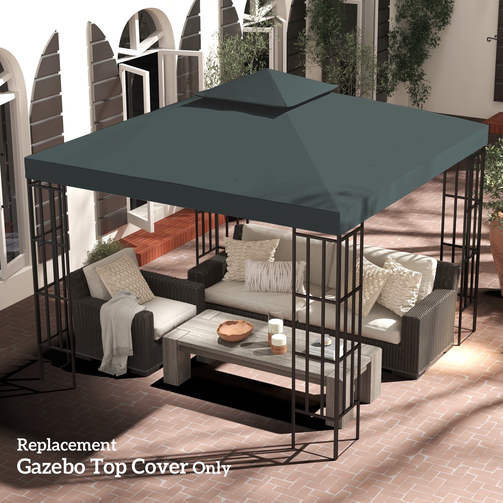 3(m) 2 Tier Garden Gazebo Top Cover Replacement Canopy Roof