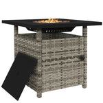 72.6cm Pe Rattan Fire Pit Table For Garden With Rain Cover | Gray