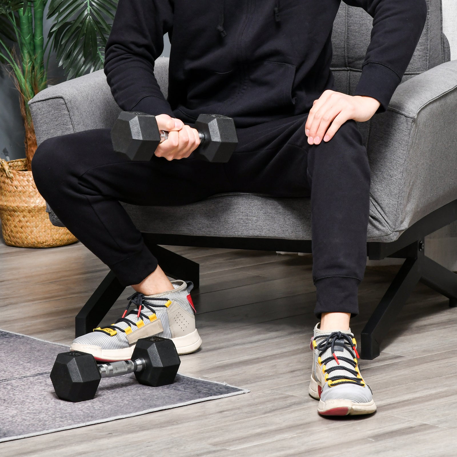 2x5kg Rubber Hex Dumbbells For Home Gym | Black