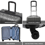 Set Of 3 Hard Shell Suitcases Overhead Carry On Cabin Bag & Check In 20kg+ Medium And Large Bag. | Set of 3 | Anthracite