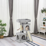 Cat Rest & Play Activity Tree W/ 2 House Perch Scratching Post | Gray