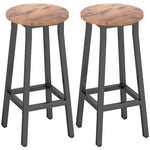 HOMCOM Barstools, Breakfast Bar Stools With Footrest, Rustic Brown