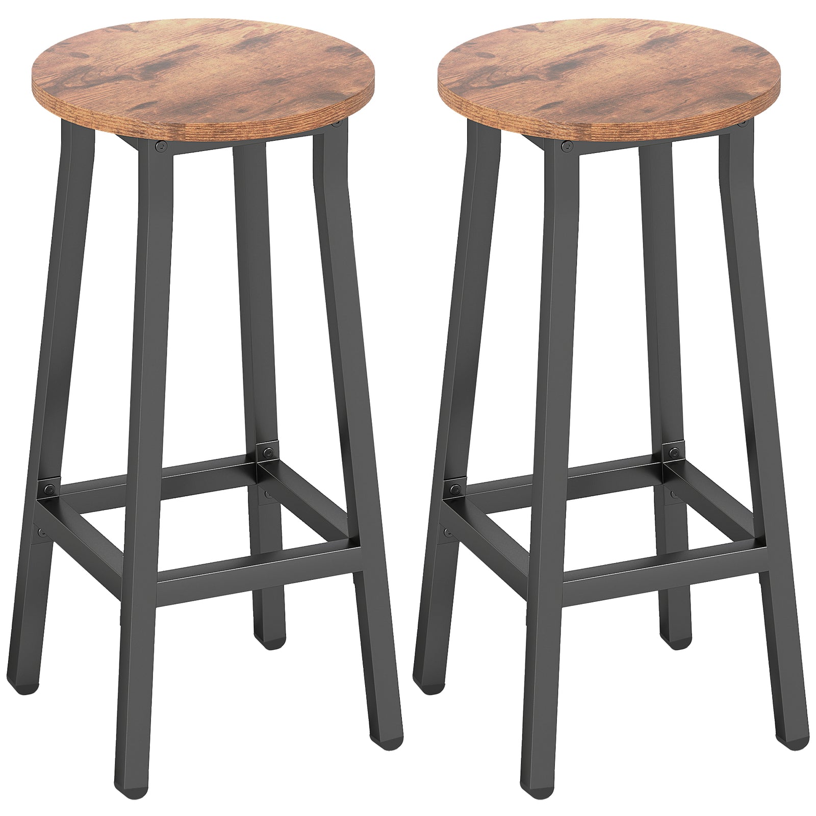 HOMCOM Barstools, Breakfast Bar Stools With Footrest, Rustic Brown