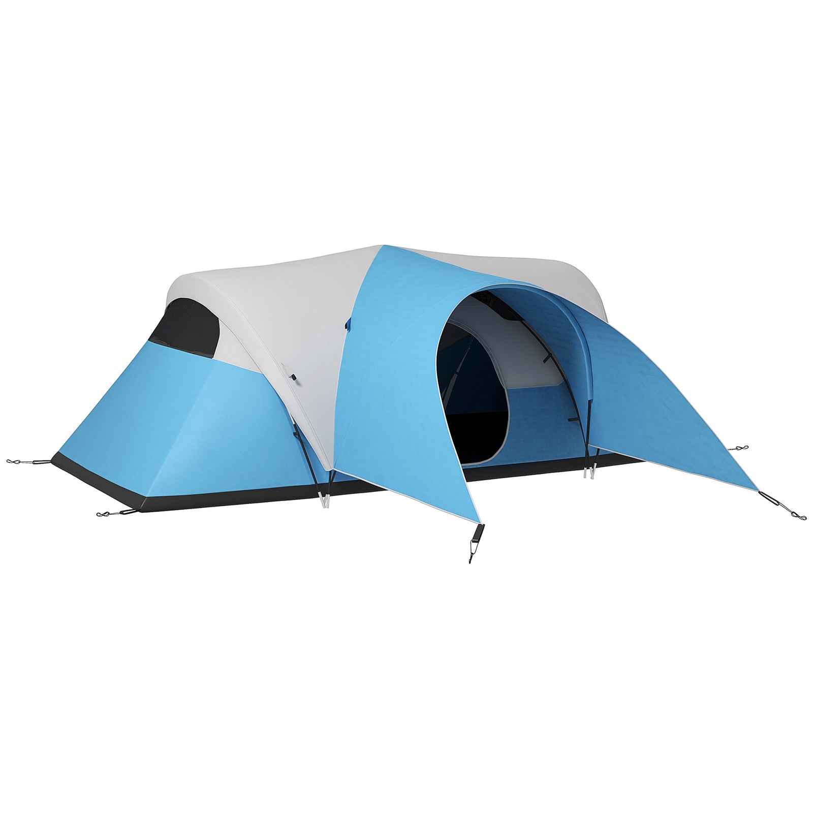 3000mm Waterproof Camping Tent W/ Porch Sewn In Groundsheet | Blue