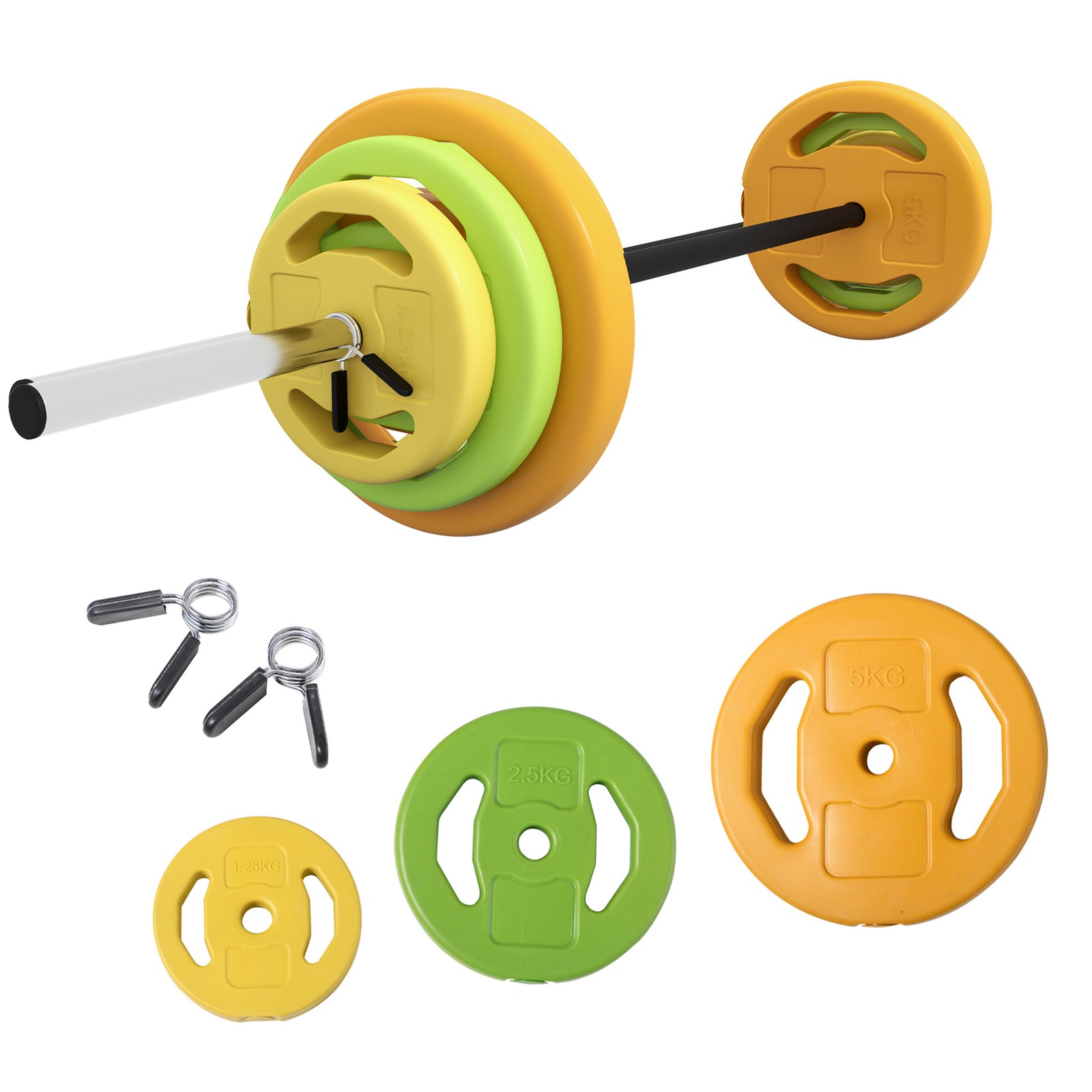 20kg Adjustable Weights Barbell Set For Strength Training | Orange