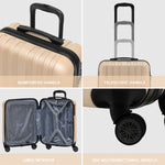 55x40x20cm Lightweight Luggage Overhead Cabin Hard Shell Cabin Suitcase 60+ Airlines Approved - Carry On Case - 4 Wheels | Cabin | Champagne