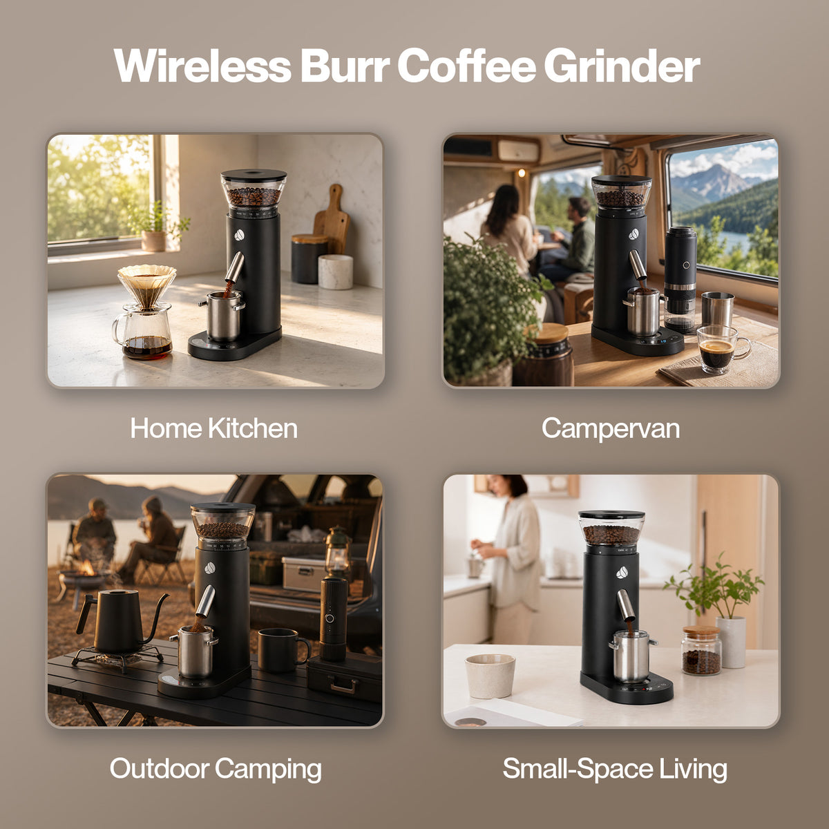 Spector Coffee Grinder Usb Rechargeable Timer Memory 60 Settings Black