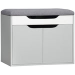 Upholstered Entryway Shoe Bench W/ Storage Cabinet