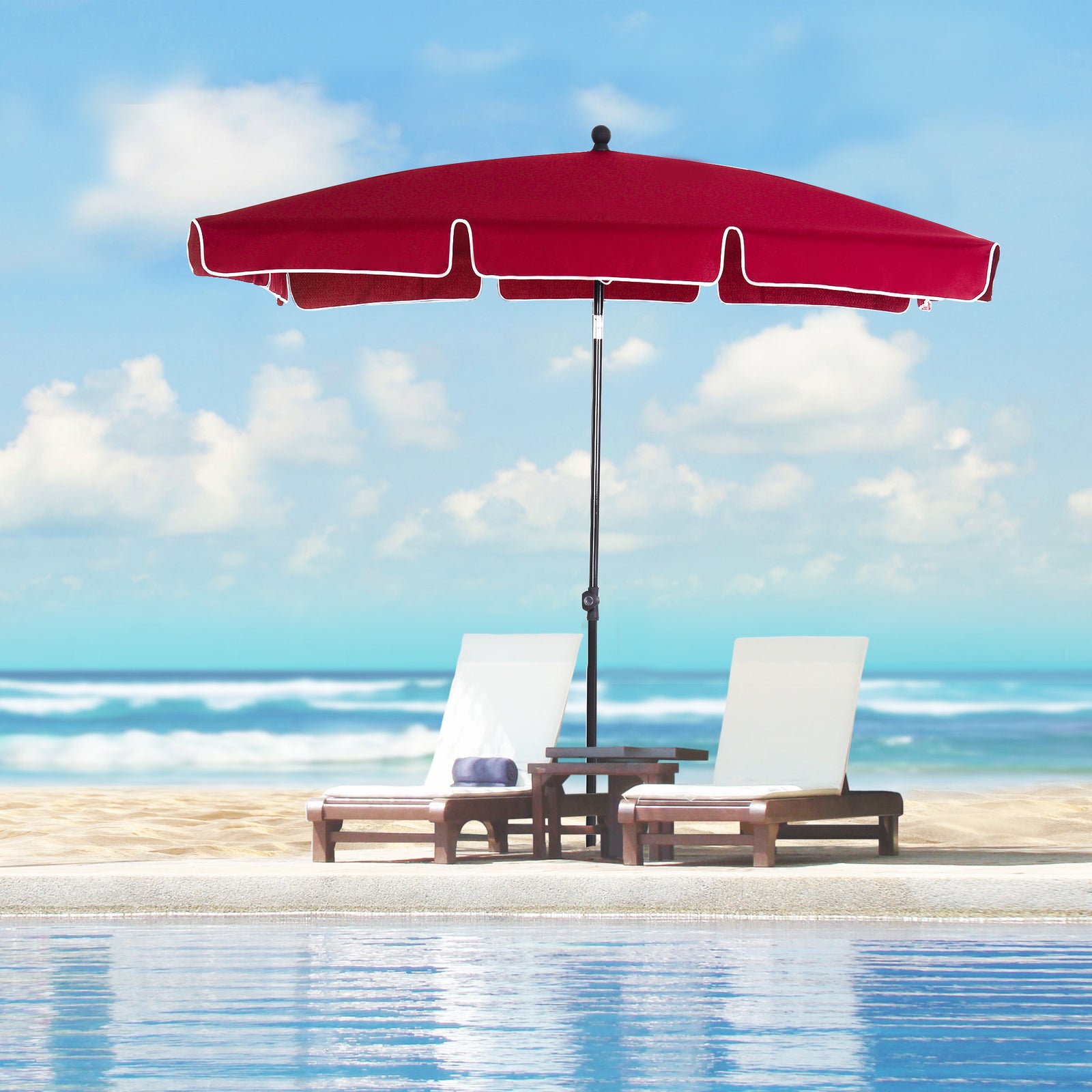 Aluminium Sun Umbrella 2x1.3m Parasol | Red
