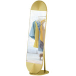 HOMCOM Wavy Full Length Mirror With Metal Frame And Base, Gold Tone