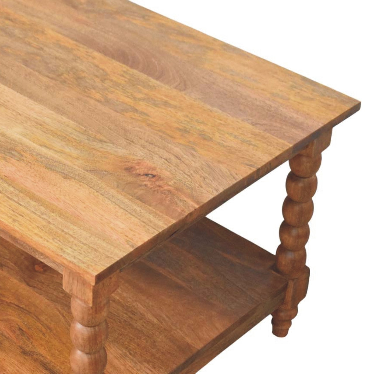 Spindle Coffee Table,1 Big Open Slot, Beige