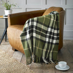 Fergus Tartan Faux Cashmere Large Throw | Green