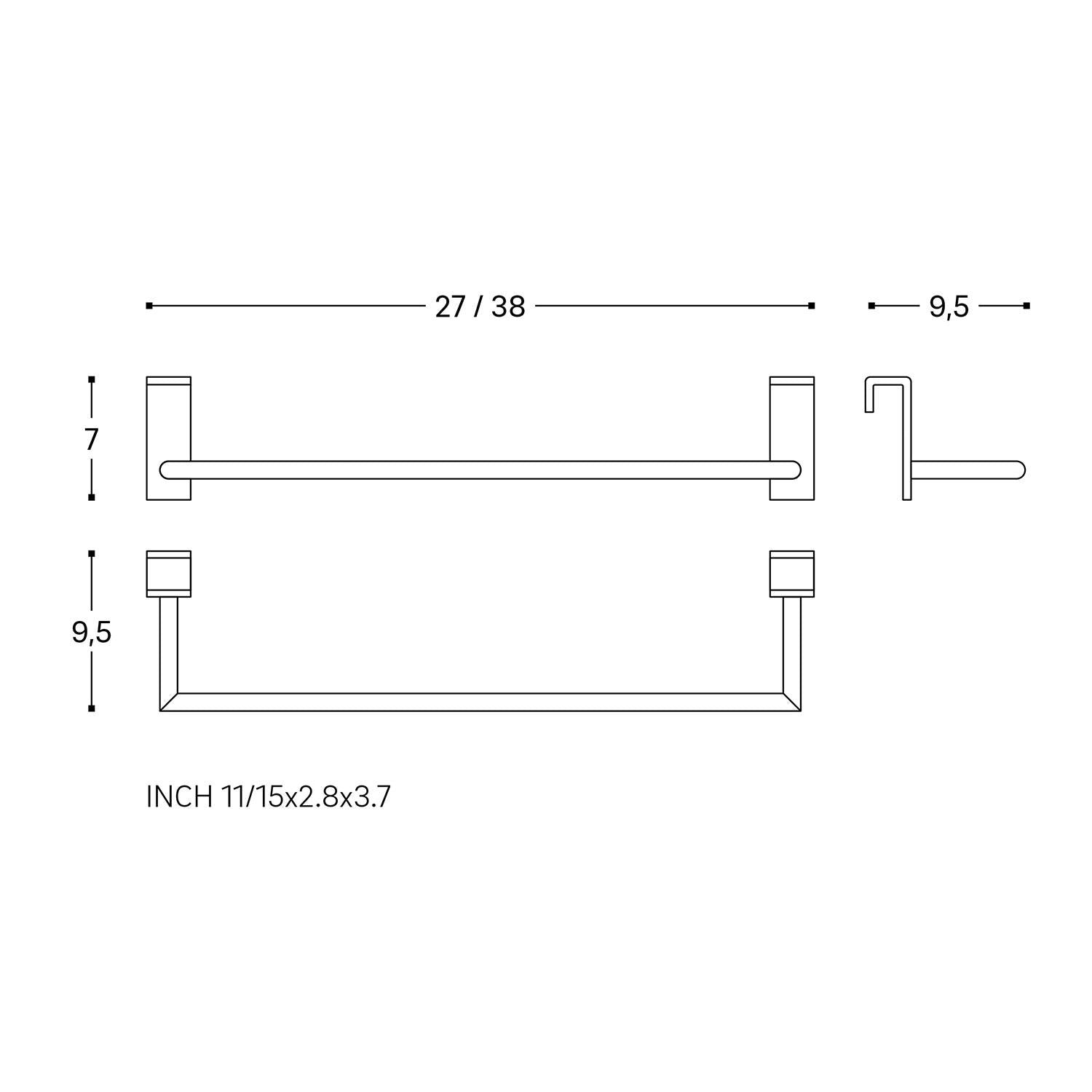Towel Rail, 45cm, Self-adhesive, White, Anti-corrosion, Stick Collection
