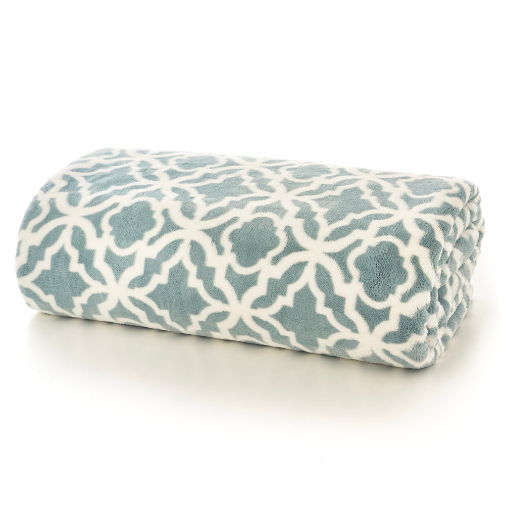 Morley Printed Heavyweight Supersoft Fleece Throw | 150cm x 180cm | Light Green