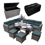 Rattan Corner Set & Cushion Storage Box | Grey