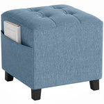 Small Ottoman With Side Pocket Living Room | Dark Blue