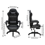 Rgonomic Gaming Chair With Adjustable Height & Backrest Office Computer Chair With Footrest And Pillow | Black