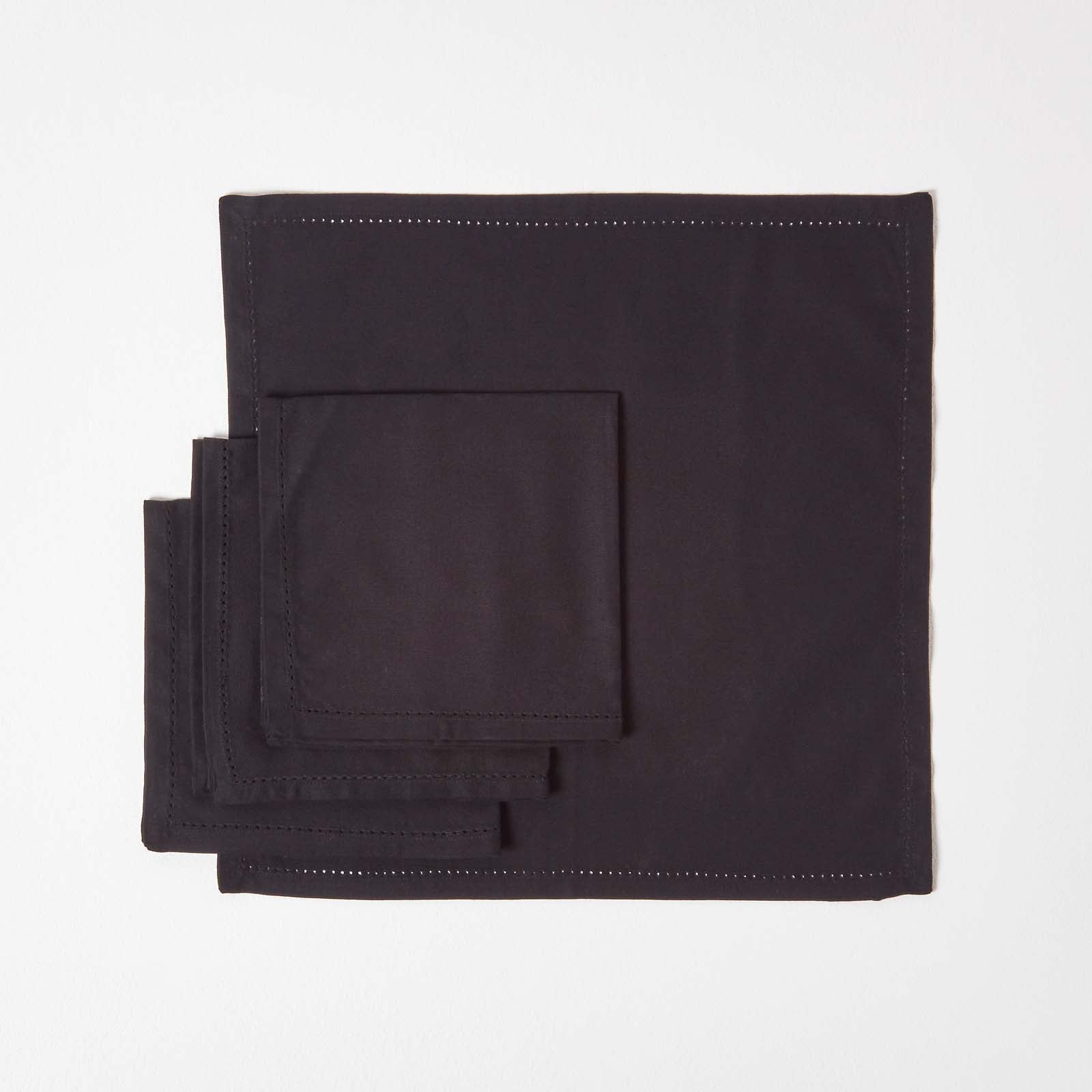 Plain Cotton Fabric 4 Napkins Set | 45cm x 45cm | Black