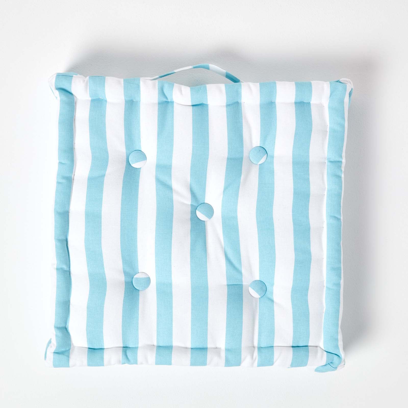 Cotton Thick Striped Floor Cushion | 50cm x 50cm | Blue