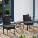 Rattan Garden Chairs W/ Cushion, Wicker Dining Chairs | Set of 2 | Black