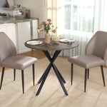 80cm Round Dining Table, Industrial Kitchen Table With Steel Legs | Brown