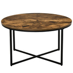 Industrial Round Coffee Table, Metal Frame