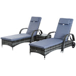 Rattan Sun Lounger Set With Side Table And Cushion