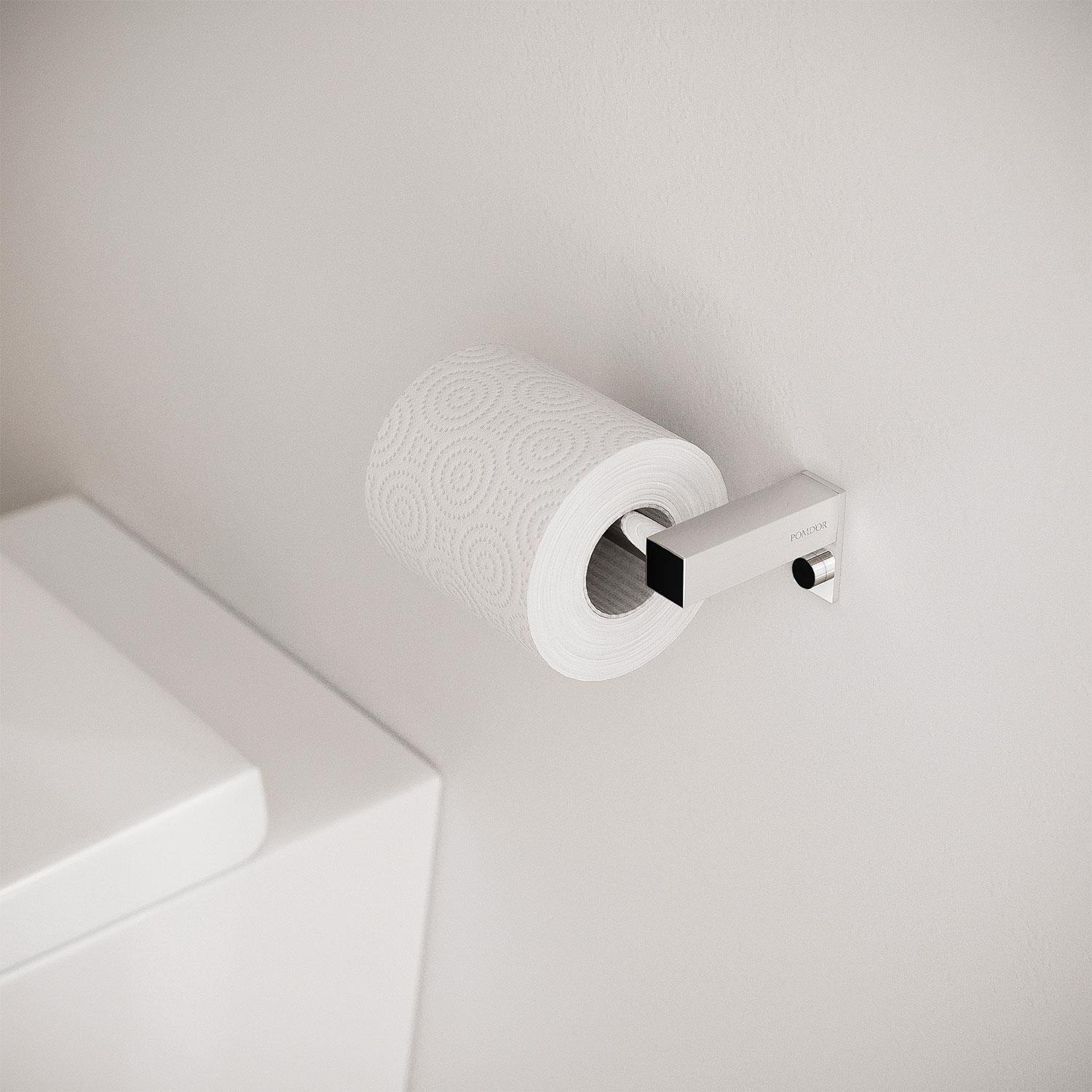 Toilet Roll Holder, Silver Gloss, Wall-mounted, 8 Cm. Collection Metric